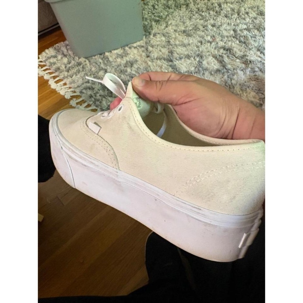 Vans Authentic Stackform Cream Suede Platform Sneakers Womens 10 Mens 8.5